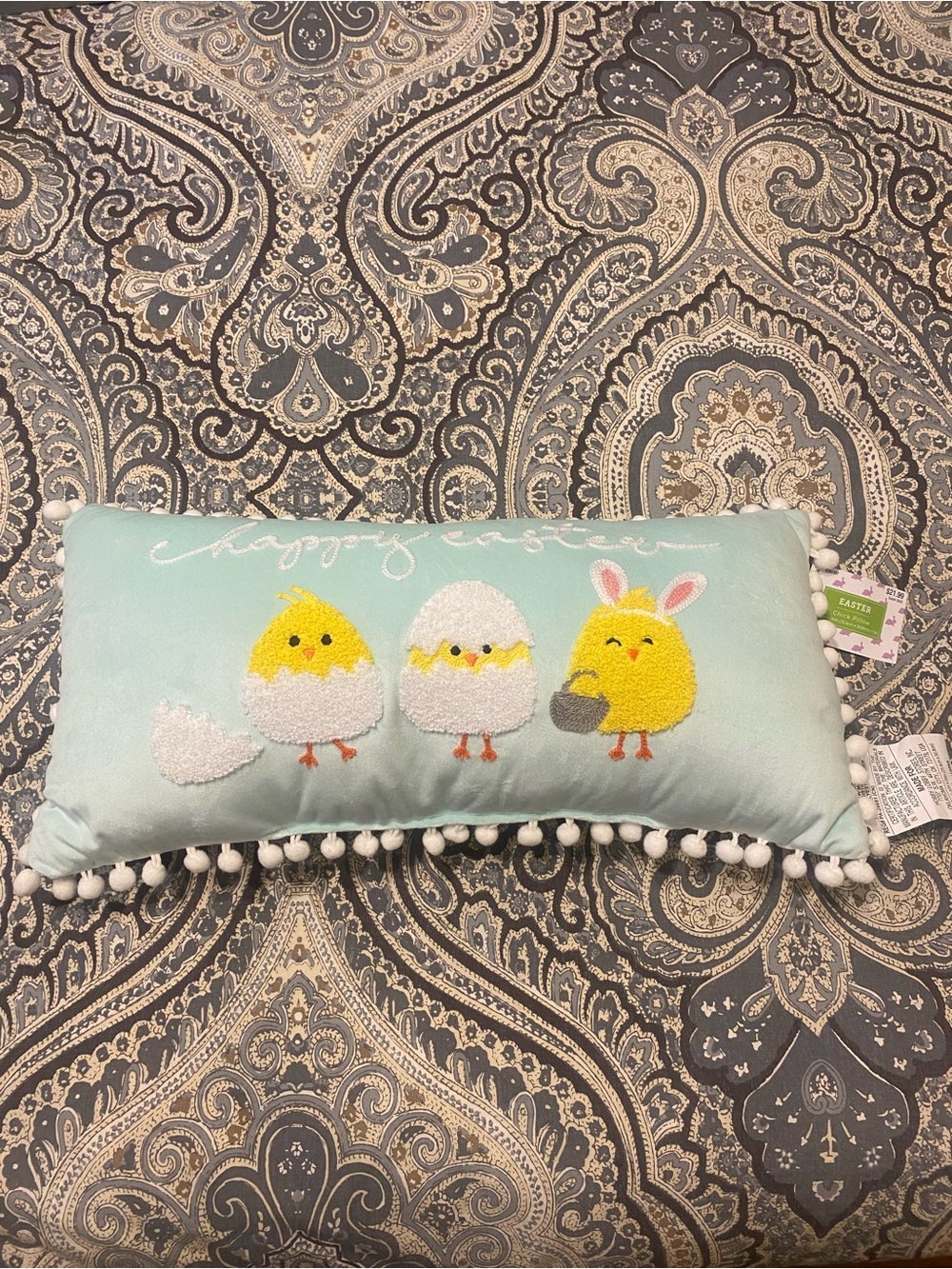Easter Chick Decorative Pillow - Light Blue